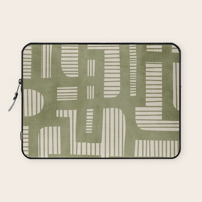 Green Abstract Lines Original Art Work  Laptop Sleeve Gallery Image 1