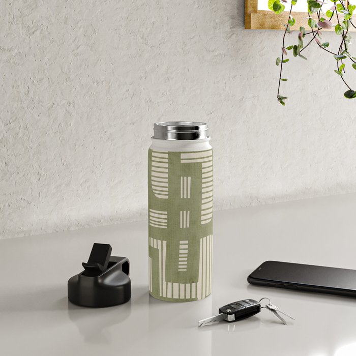 Green Abstract Lines Original Art Work  Water Bottle Gallery Image 4