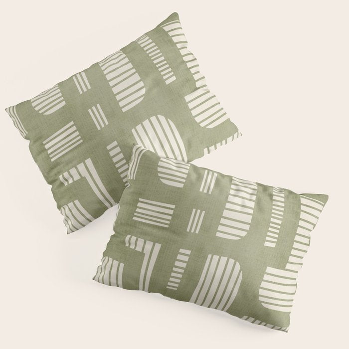 Green Abstract Lines Original Art Work  Pillow Sham Gallery Image 1