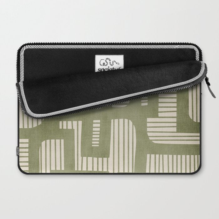 Green Abstract Lines Original Art Work  Laptop Sleeve Gallery Image 2
