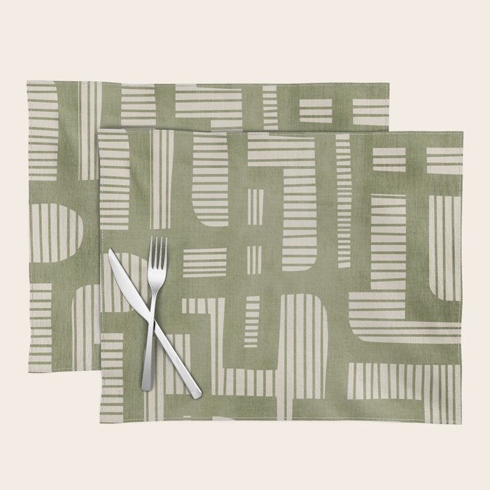 Green Abstract Lines Original Art Work  Placemat Gallery Image 1