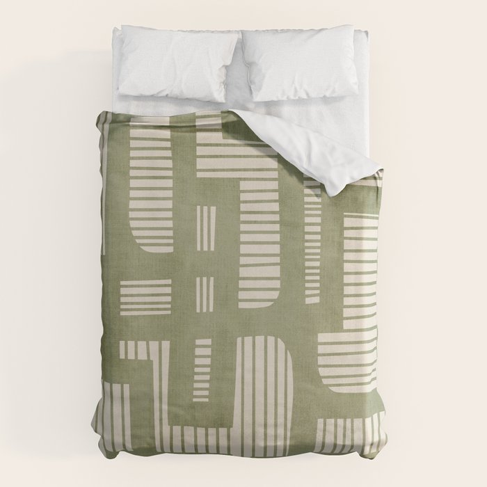 Green Abstract Lines Original Art Work  Duvet Cover Gallery Image 1