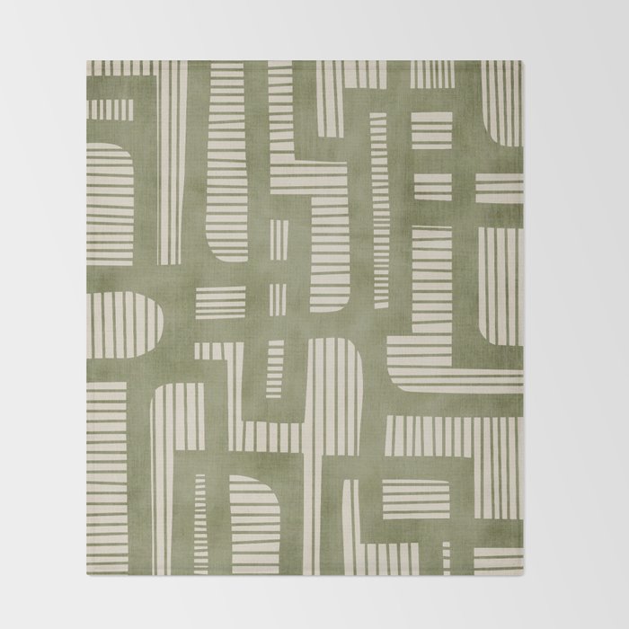 Green Abstract Lines Original Art Work  Throw Blanket Gallery Image 2