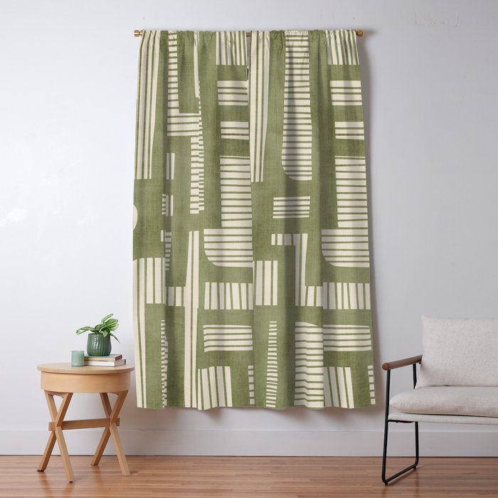 Green Abstract Lines Original Art Work  Window Curtain Gallery Image 5