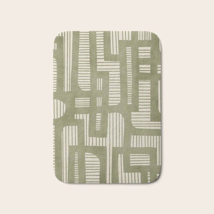 Green Abstract Lines Original Art Work  Bath Mat Gallery Image 1