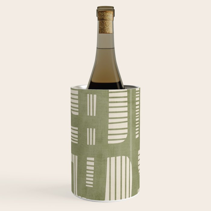 Green Abstract Lines Original Art Work  Wine Chiller Gallery Image 1