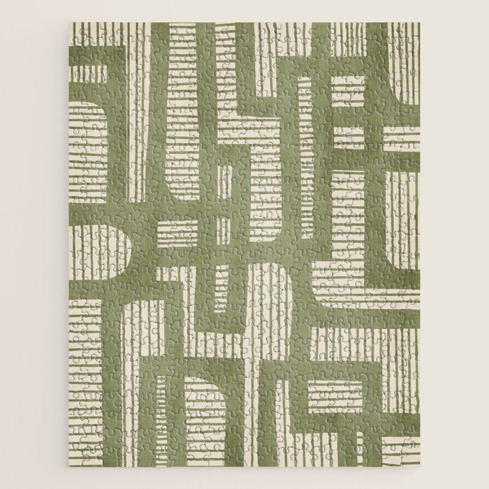 Green Abstract Lines Original Art Work  Jigsaw Puzzle