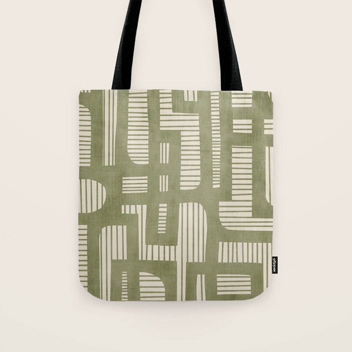 Green Abstract Lines Original Art Work  Tote Bag Gallery Image 1
