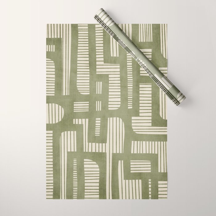 Green Abstract Lines Original Art Work  Wrapping Paper Gallery Image 1