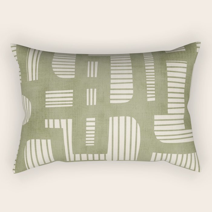 Green Abstract Lines Original Art Work  Rectangular Pillow Gallery Image 2
