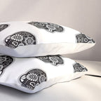 DÃ­a de Muertos Calavera â¢ Mexican Sugar Skull - Black Palette Pillow Sham Gallery Image 3