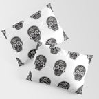 DÃ­a de Muertos Calavera â¢ Mexican Sugar Skull - Black Palette Pillow Sham Gallery Image 3