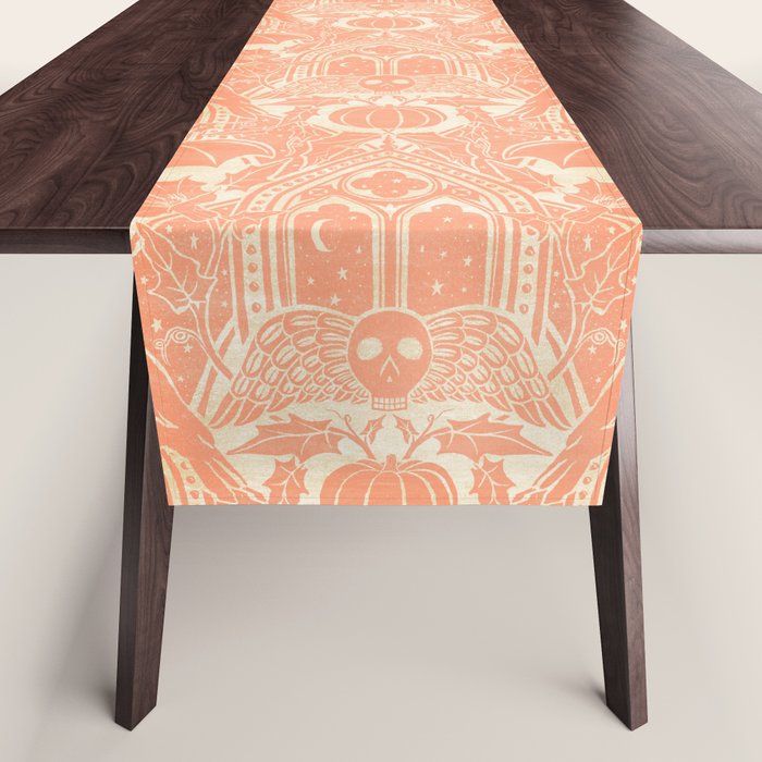 Gothic Halloween Damask - peach and cream Table Runner Gallery Image 1