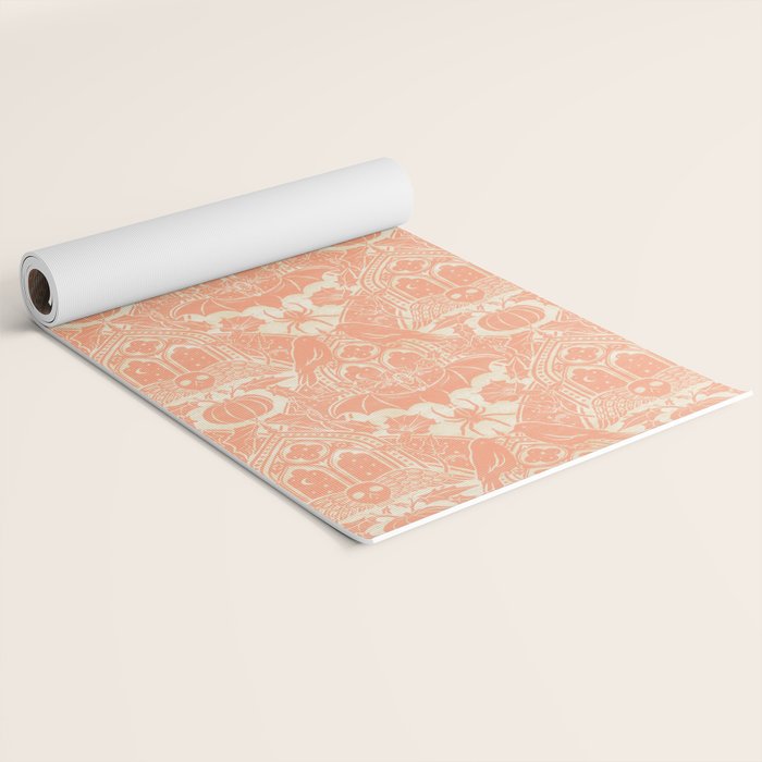 Gothic Halloween Damask - peach and cream Yoga Mat Gallery Image 2