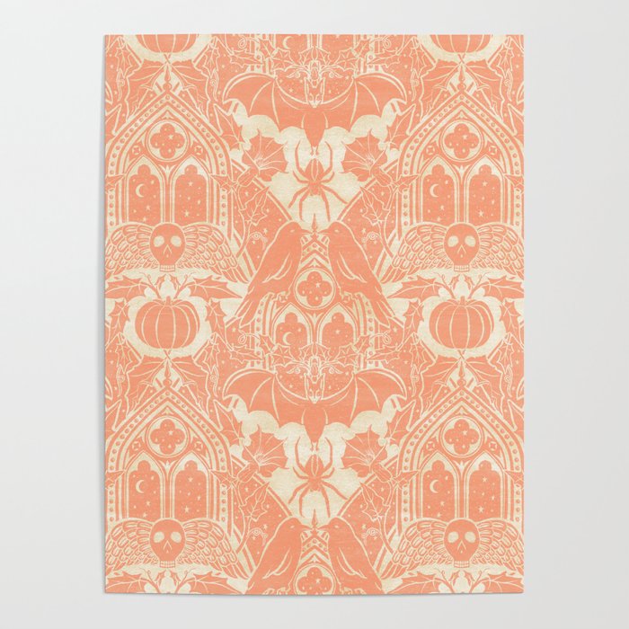Gothic Halloween Damask - peach and cream Poster Gallery Image 4