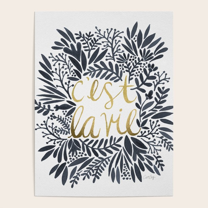C'est la Vie - Grey & Gold Poster Gallery Image 1