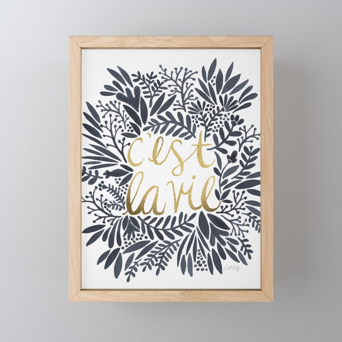 C'est la Vie - Grey & Gold Mini Art Print Gallery Image 1