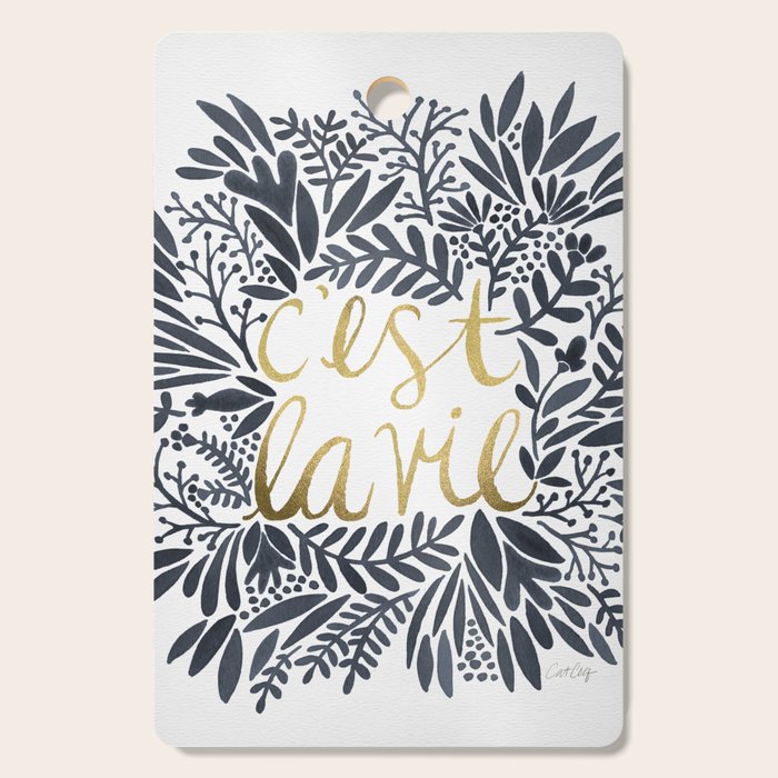 C'est la Vie - Grey & Gold Cutting Board Gallery Image 1