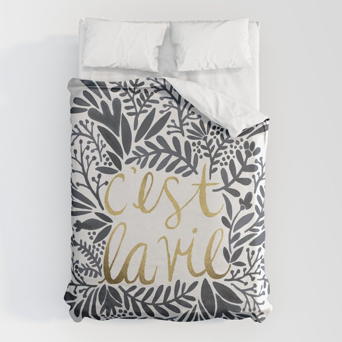 C'est la Vie - Grey & Gold Duvet Cover Gallery Image 6