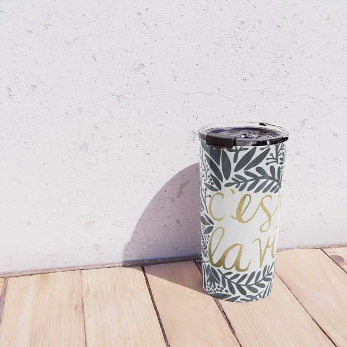 C'est la Vie - Grey & Gold Travel Mug Gallery Image 4