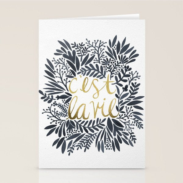 C'est la Vie - Grey & Gold Stationery Card Gallery Image 1