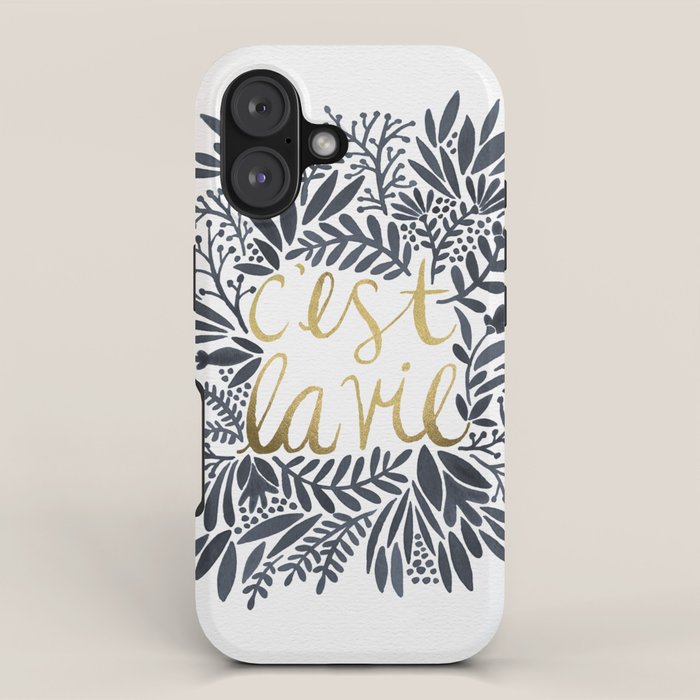 C'est la Vie - Grey & Gold iPhone Case Gallery Image 1