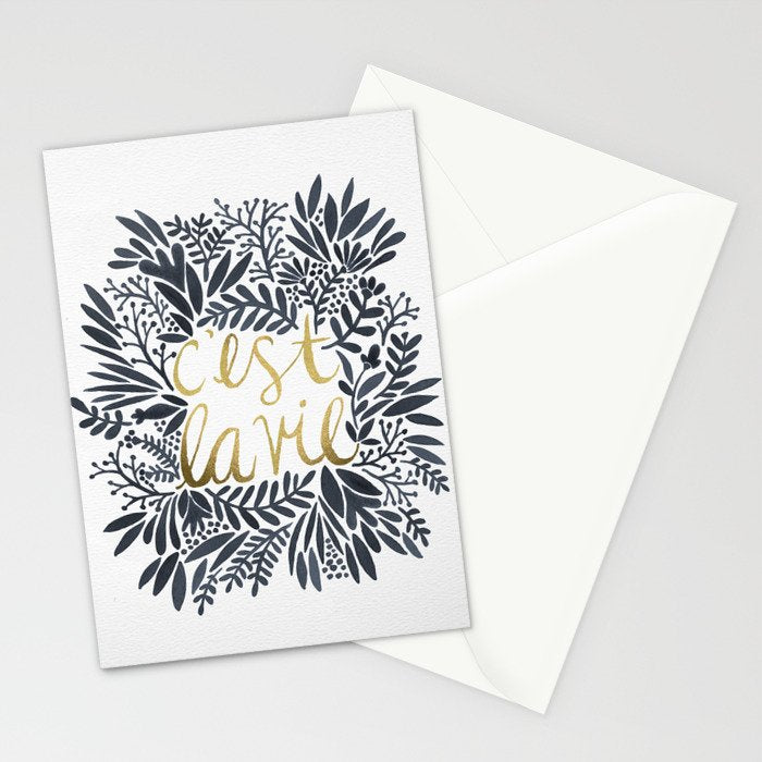 C'est la Vie - Grey & Gold Stationery Card Gallery Image 2