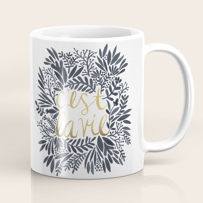 C'est la Vie - Grey & Gold Coffee Mug Gallery Image 1