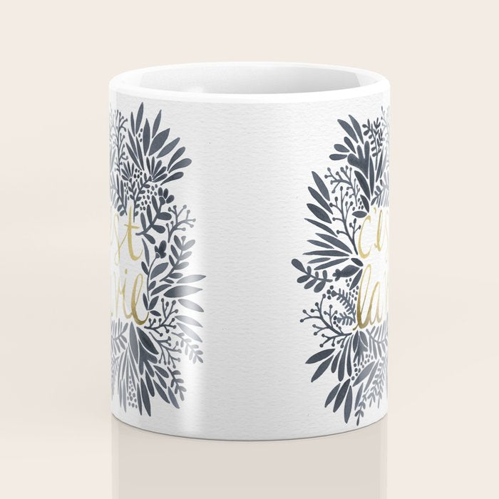 C'est la Vie - Grey & Gold Coffee Mug Gallery Image 4