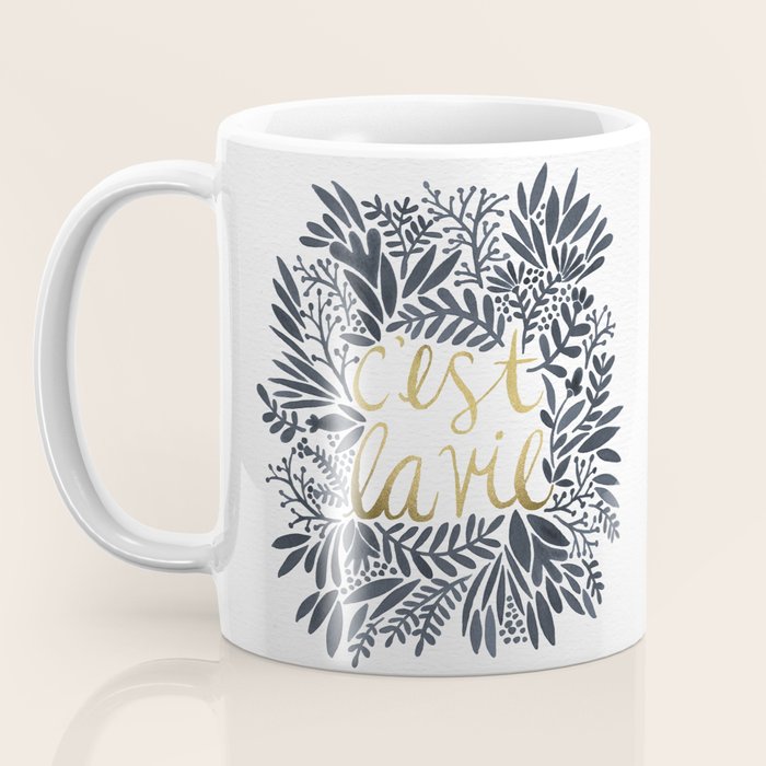 C'est la Vie - Grey & Gold Coffee Mug Gallery Image 3