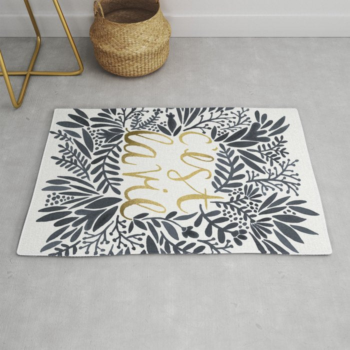 C'est la Vie - Grey & Gold Rug Gallery Image 1