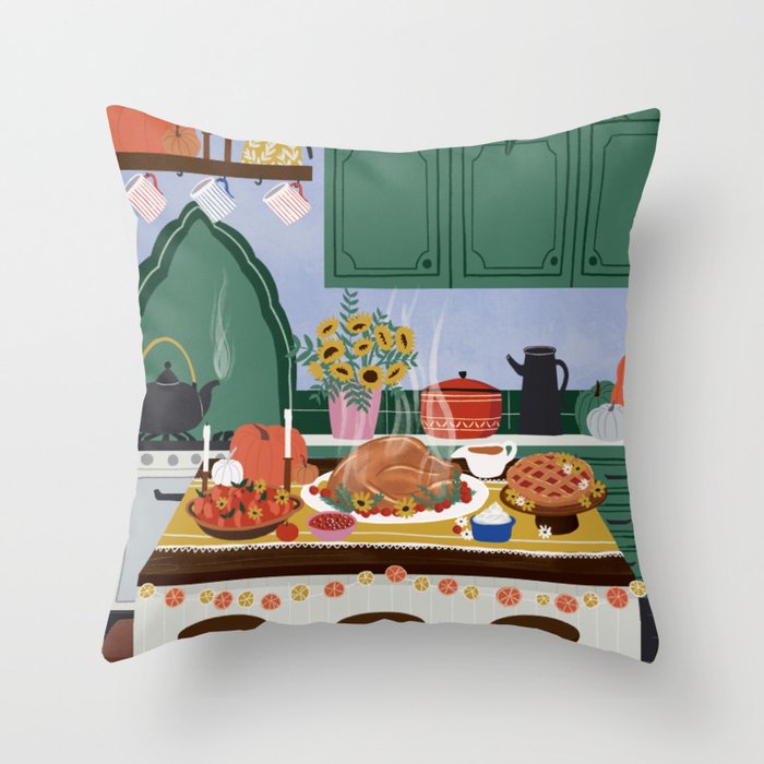 Thanksgiving dinner Throw Pillow Gallery Image 6