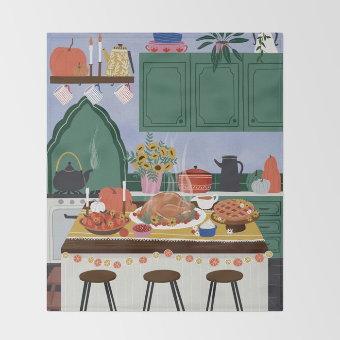 Thanksgiving dinner Throw Blanket Gallery Image 2