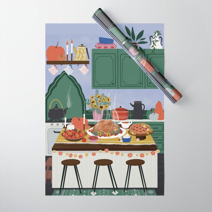 Thanksgiving dinner Wrapping Paper Gallery Image 1