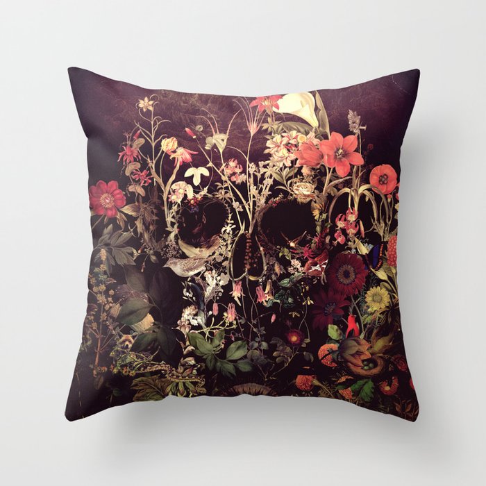 Bloom Skull Throw Pillow Gallery Image 1