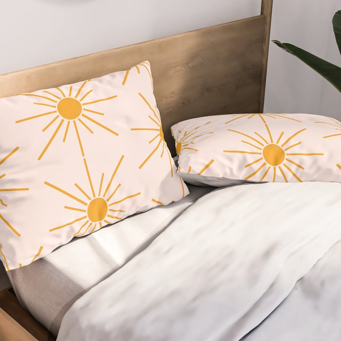 Sun Pattern On Pink Background Pillow Sham Gallery Image 2