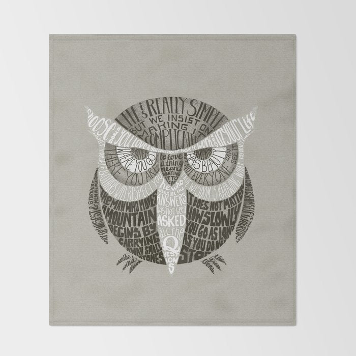 Wise Old Owl Says Throw Blanket Gallery Image 2