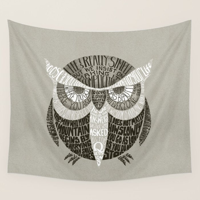 Wise Old Owl Says Wall Tapestry Gallery Image 1