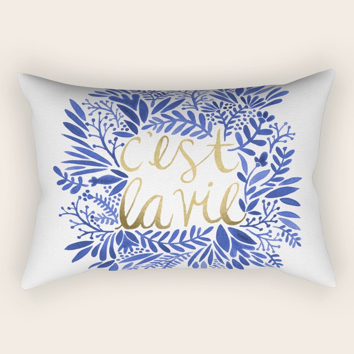 That's Life â Gold & Blue Rectangular Pillow Gallery Image 1