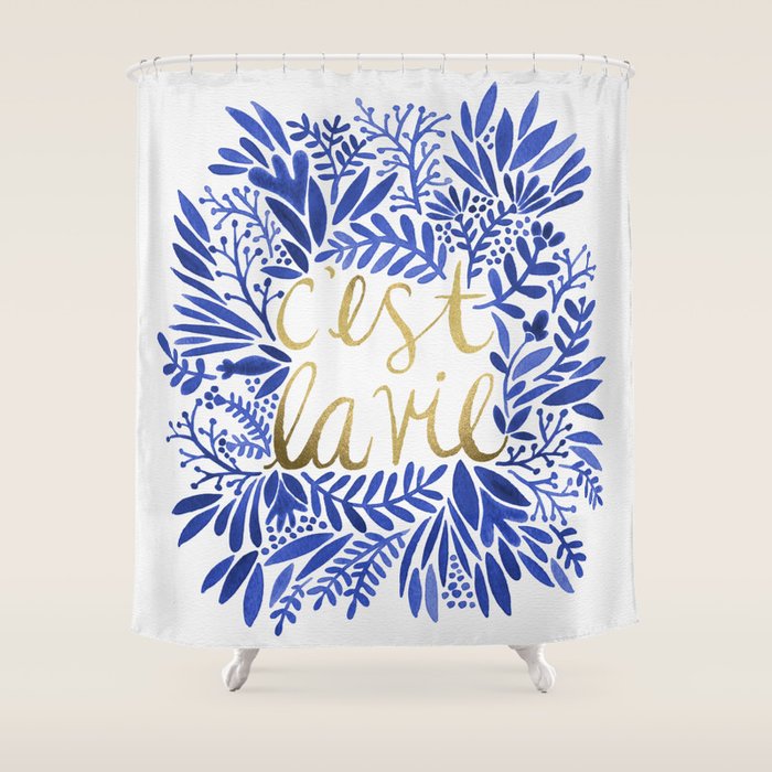 That's Life â Gold & Blue Shower Curtain Gallery Image 1