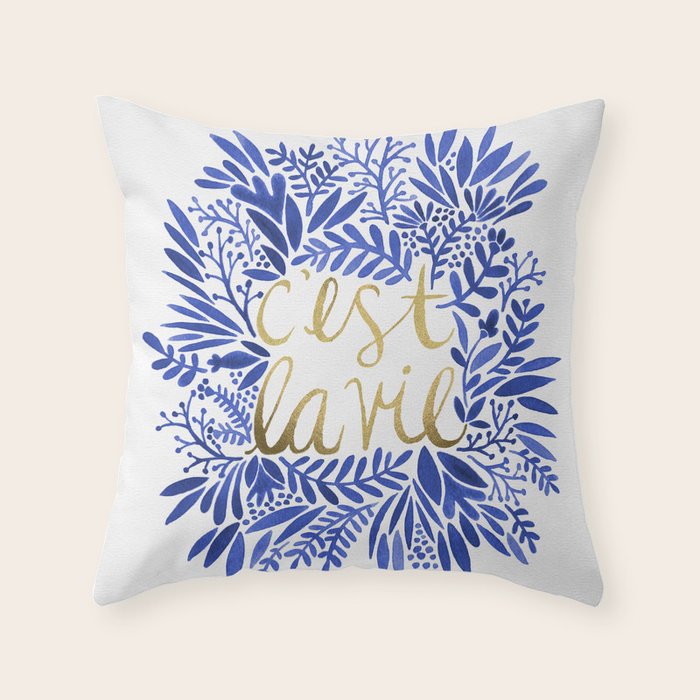 That's Life â Gold & Blue Throw Pillow Gallery Image 6