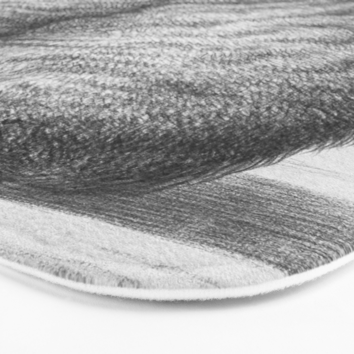 Tabby Cat, Vintage Black and White Cat Drawing Bath Mat Gallery Image 3