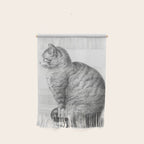 Tabby Cat, Vintage Black and White Cat Drawing Wall Hanging Gallery Image 1