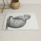 Tabby Cat, Vintage Black and White Cat Drawing Rug Gallery Image 1