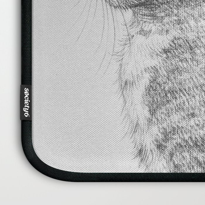 Tabby Cat, Vintage Black and White Cat Drawing Laptop Sleeve Gallery Image 3