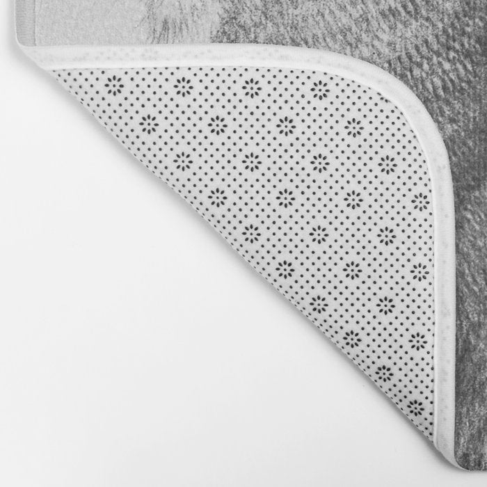 Tabby Cat, Vintage Black and White Cat Drawing Bath Mat Gallery Image 2