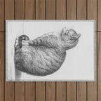 Tabby Cat, Vintage Black and White Cat Drawing Outdoor Rug Gallery Image 1