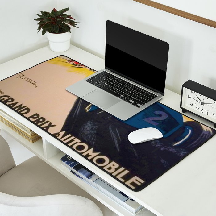 Vintage 1933 Monaco Grand Prix Car Advertisement Poster by Geo Ham Desk Mat Gallery Image 2