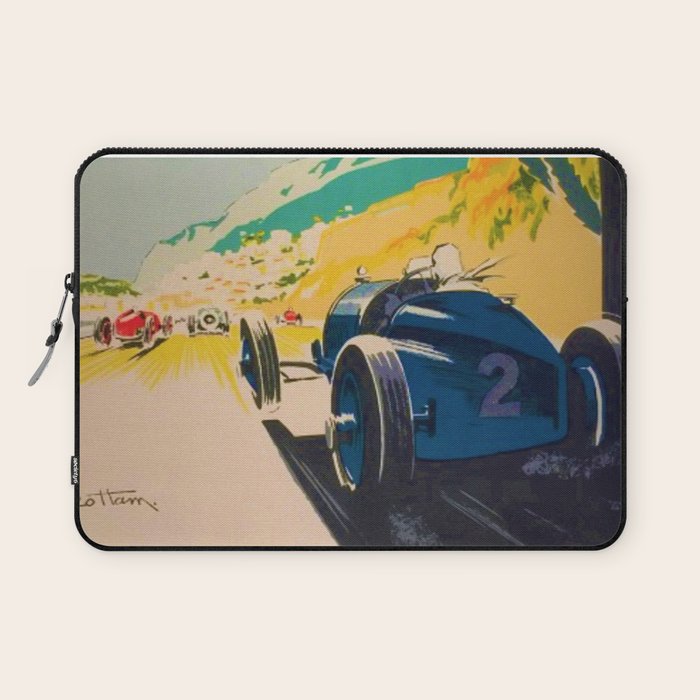 Vintage 1933 Monaco Grand Prix Car Advertisement Poster by Geo Ham Laptop Sleeve Gallery Image 1