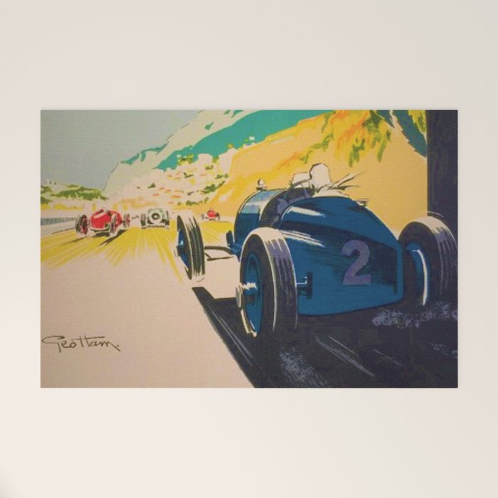 Vintage 1933 Monaco Grand Prix Car Advertisement Poster by Geo Ham Welcome Mat Gallery Image 1